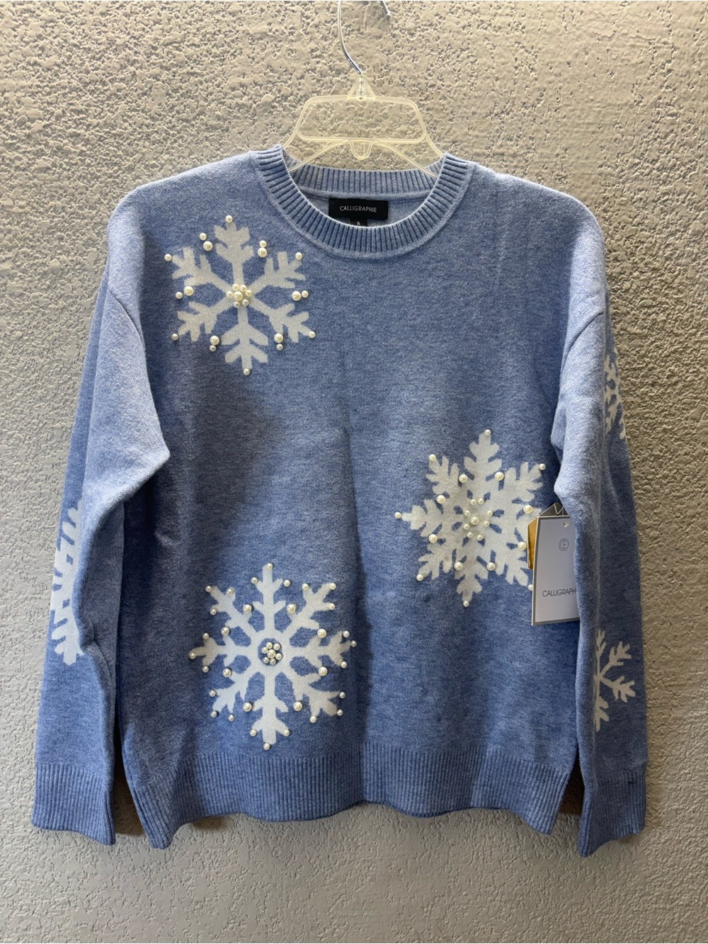 Calligrane Light Blue Snowflake Crewneck Sweater